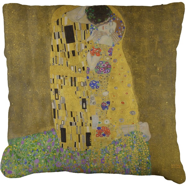 Custom The Kiss (Klimt) - Lovers Faux-Linen Throw Pillow 18"