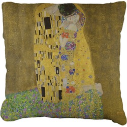 The Kiss (Klimt) - Lovers Faux-Linen Throw Pillow 20"