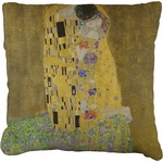 The Kiss (Klimt) - Lovers Faux-Linen Throw Pillow