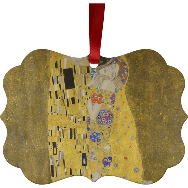 Custom The Kiss (Klimt) - Lovers Metal Frame Ornament - Double Sided