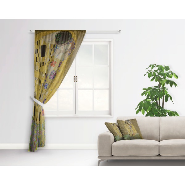 The Kiss - Lovers Curtain With Window and Rod - in Room Matching Pillow