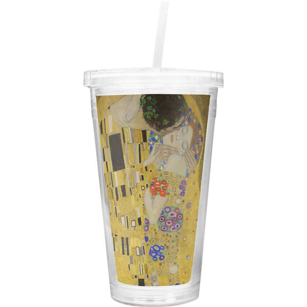 Custom The Kiss (Klimt) - Lovers Double Wall Tumbler with Straw