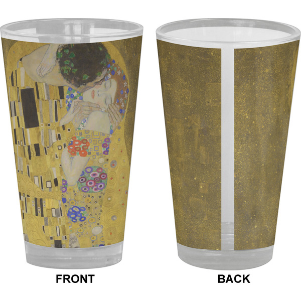 The Kiss (Klimt) - Lovers Pint Glass - Full Color - Front & Back Views