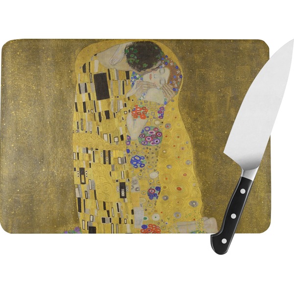 Custom The Kiss (Klimt) - Lovers Rectangular Glass Cutting Board - Large - 15.25"x11.25"