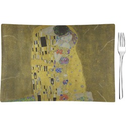 The Kiss (Klimt) - Lovers Rectangular Glass Appetizer / Dessert Plate - Single or Set