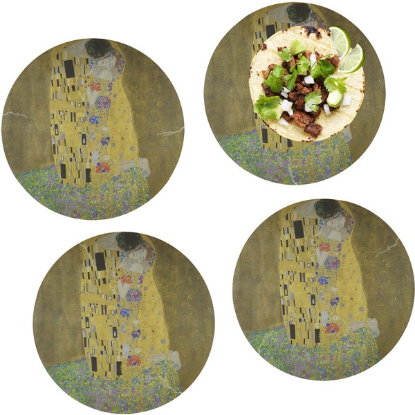 Custom The Kiss (Klimt) - Lovers Set of 4 Glass Lunch / Dinner Plate 10"
