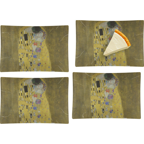 Custom The Kiss (Klimt) - Lovers Set of 4 Glass Rectangular Appetizer / Dessert Plate