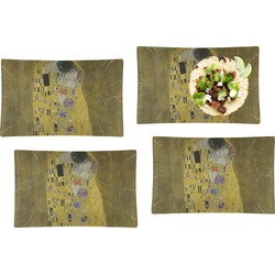 The Kiss (Klimt) - Lovers Set of 4 Glass Rectangular Lunch / Dinner Plate