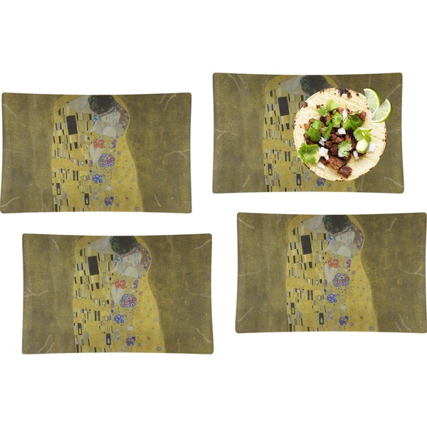 Custom The Kiss (Klimt) - Lovers Set of 4 Glass Rectangular Lunch / Dinner Plate