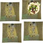 The Kiss (Klimt) - Lovers Set of 4 Glass Square Lunch / Dinner Plate 9.5"
