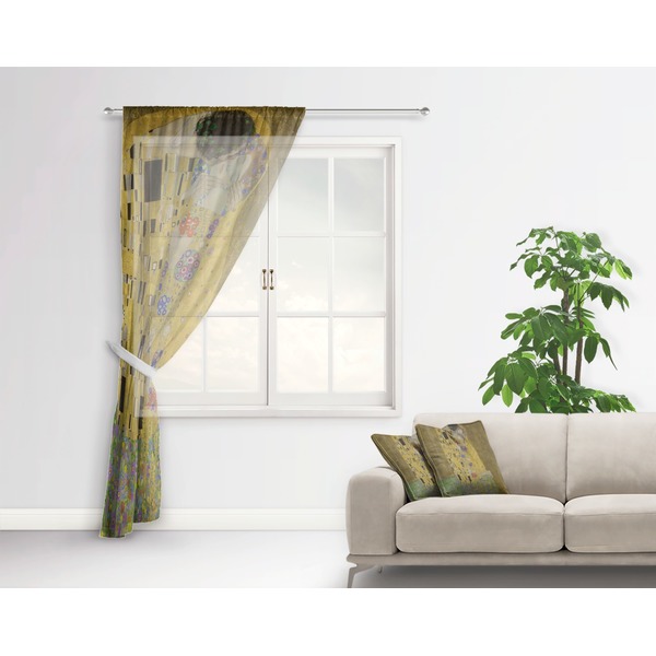 The Kiss - Lovers Sheer Curtain With Window and Rod - in Room Matching Pillow