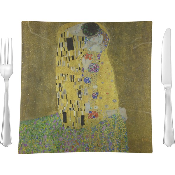 Custom The Kiss (Klimt) - Lovers 9.5" Glass Square Lunch / Dinner Plate- Single or Set of 4