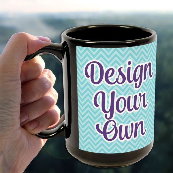 Design Your Own 15oz. Black Mug - LIFESTYLE