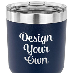 Design Your Own 30 oz Stainless Steel Tumbler - Navy - Single-Sided