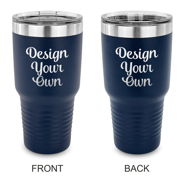 Design Your Own 30 oz Stainless Steel Tumbler - Navy - Double-Sided