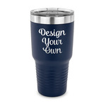 Design Your Own 30 oz Stainless Steel Tumbler - Navy - Single-Sided
