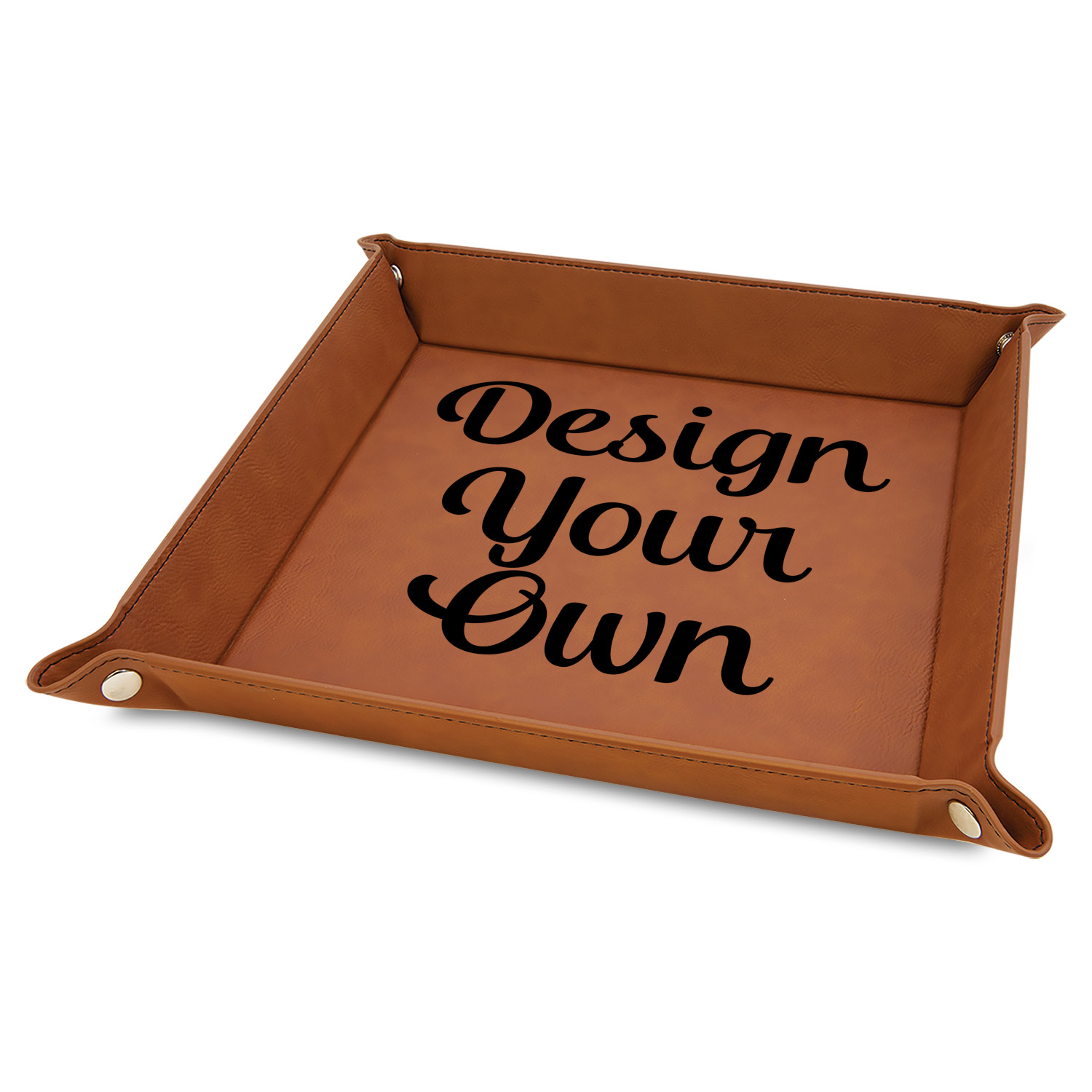 Design Your Own Faux Leather Valet Tray 9" x 9" Rawhide