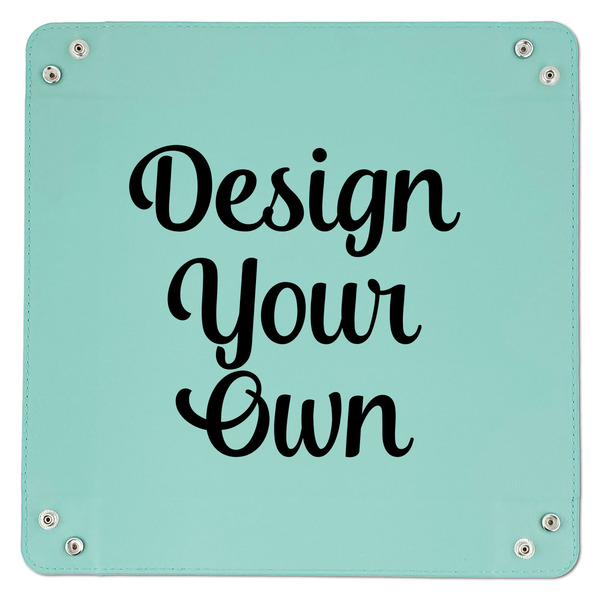 Design Your Own 9" x 9" Teal Leatherette Snap Up Tray - APPROVAL (FLAT)