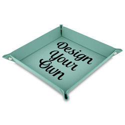 Design Your Own 9" x 9" Teal Faux Leather Valet Tray