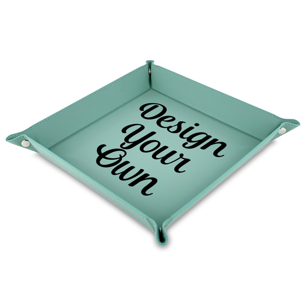 Design Your Own Faux Leather Dice Tray - 9" x 9"  - Teal