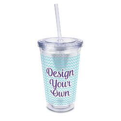 Design Your Own 16oz Double Wall Acrylic Tumbler with Lid & Straw - Full Print with Transparency