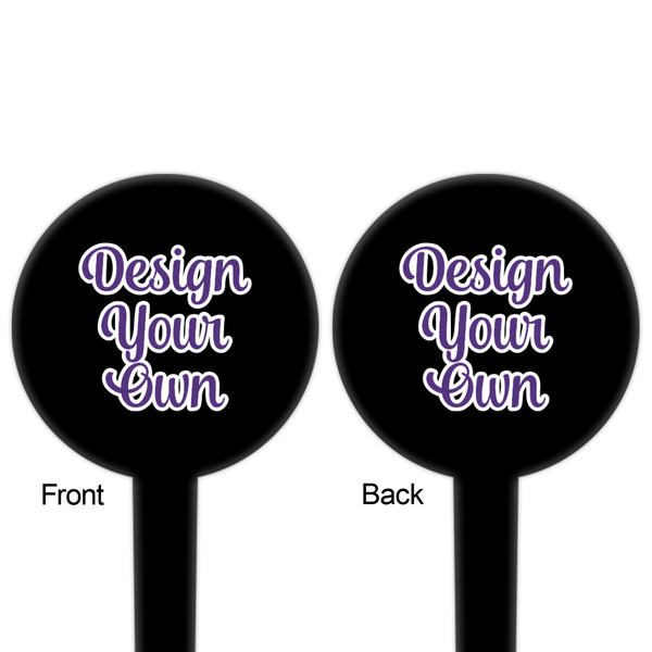 Design Your Own Black Plastic 4" Food Pick - Round - Double Sided - Front & Back
