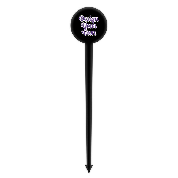 Design Your Own Black Plastic 4" Food Pick - Round - Single Pick