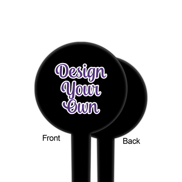 Design Your Own Black Plastic 4" Food Pick - Round - Single Sided - Front & Back