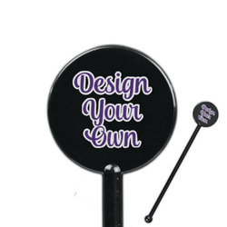 Design Your Own 5.5" Round Plastic Stir Sticks - Black - Double-Sided