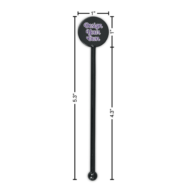 Design Your Own Black Plastic 5.5" Stir Stick - Round - Dimensions