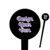 6" Round Plastic Food Picks - Black - Single-Sided