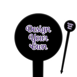 Design Your Own 6" Round Plastic Food Picks - Black - Double-Sided