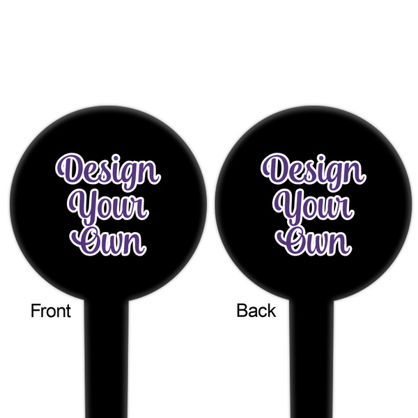 Design Your Own Black Plastic 6" Food Pick - Round - Double Sided - Front & Back