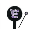 7" Round Plastic Stir Sticks - Black - Single-Sided
