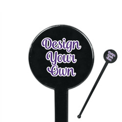 Design Your Own 7" Round Plastic Stir Sticks - Black - Single-Sided