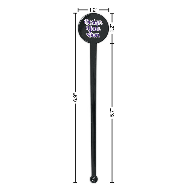 Design Your Own Black Plastic 7" Stir Stick - Round - Dimensions