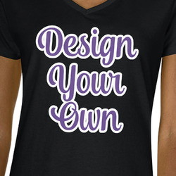 Design Your Own Women's V-Neck T-Shirt - Black - Large