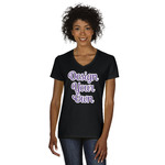 Design Your Own Women's V-Neck T-Shirt - Black - 3XL