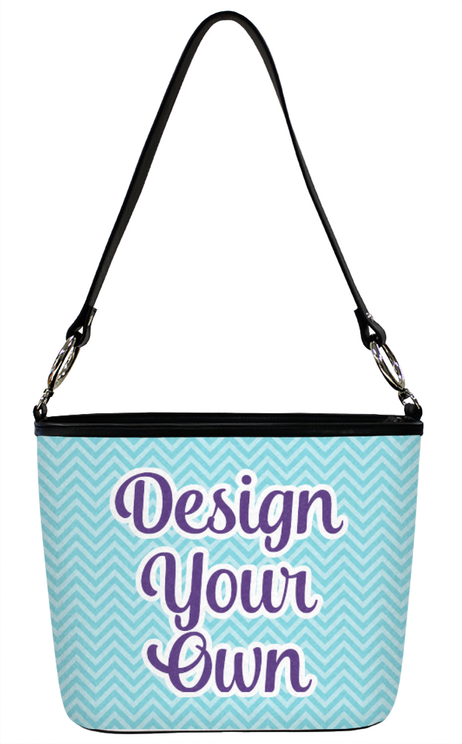 Personalized Large w/Front Design Swirl Bucket Tote w/Genuine Leather Trim