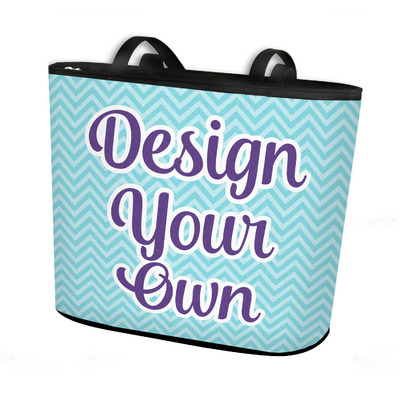 Design Your Own Bucket Tote w/ Genuine Leather Trim - Large w/ Front & Back Design