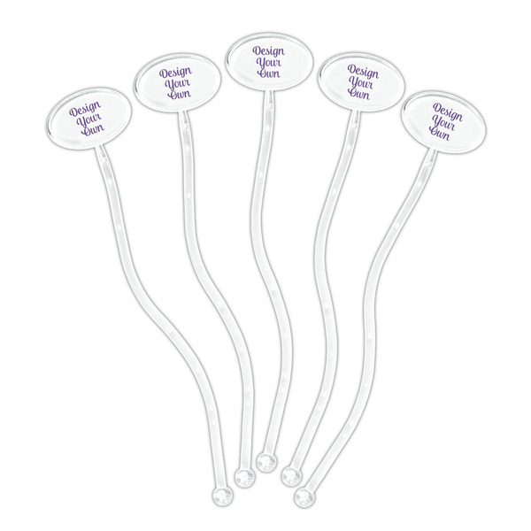 Design Your Own Clear Plastic 7" Stir Stick - Oval - Fan