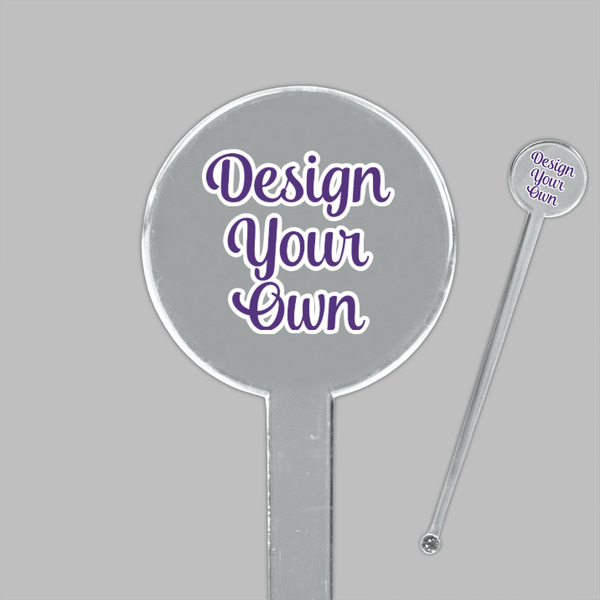 Design Your Own Clear Plastic 7" Stir Stick - Round - Closeup