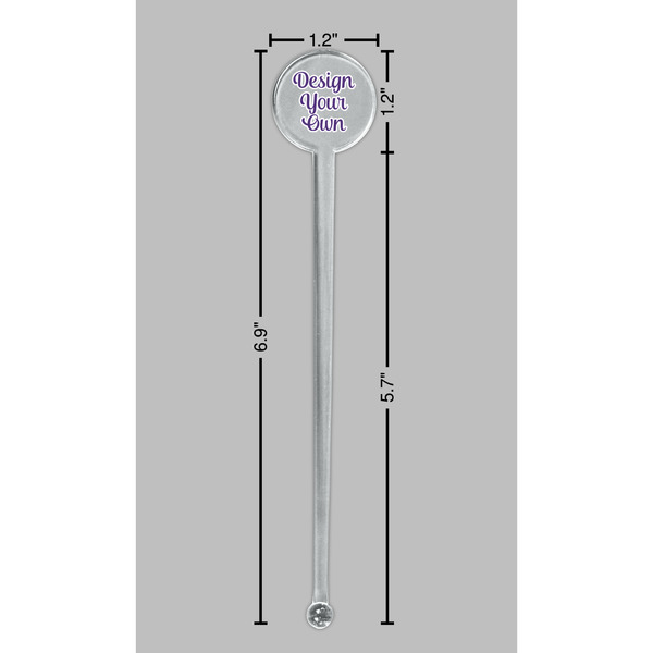 Design Your Own Clear Plastic 7" Stir Stick - Round - Dimensions