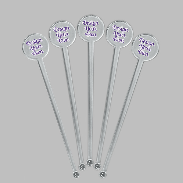 Design Your Own Clear Plastic 7" Stir Stick - Round - Fan View