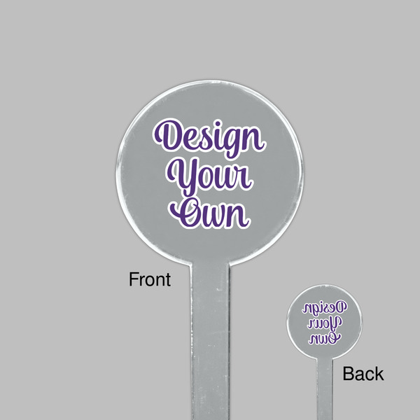 Design Your Own Clear Plastic 7" Stir Stick - Round - Front & Back
