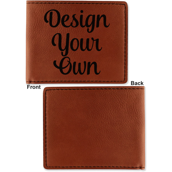 Design Your Own Cognac Leatherette Bifold Wallets - Front and Back Single Sided - Apvl