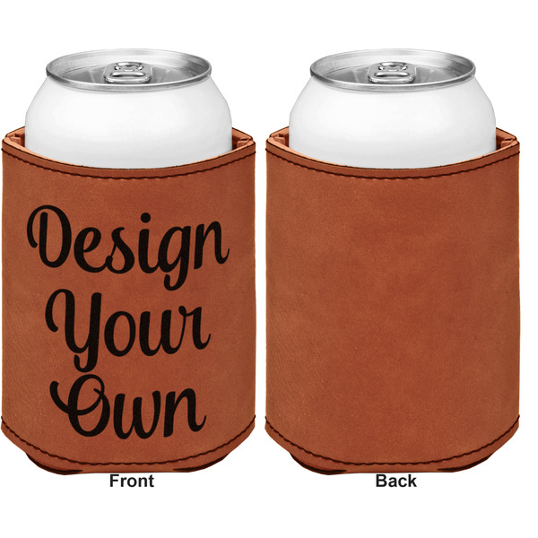 Design Your Own Cognac Leatherette Can Sleeve - Single Sided Front and Back