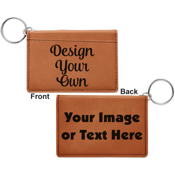 Design Your Own Cognac Leatherette Keychain ID Holders - Front and Back Apvl