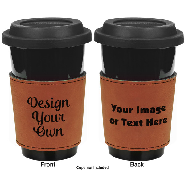 Design Your Own Cognac Leatherette Mug Sleeve - Double Sided Apvl