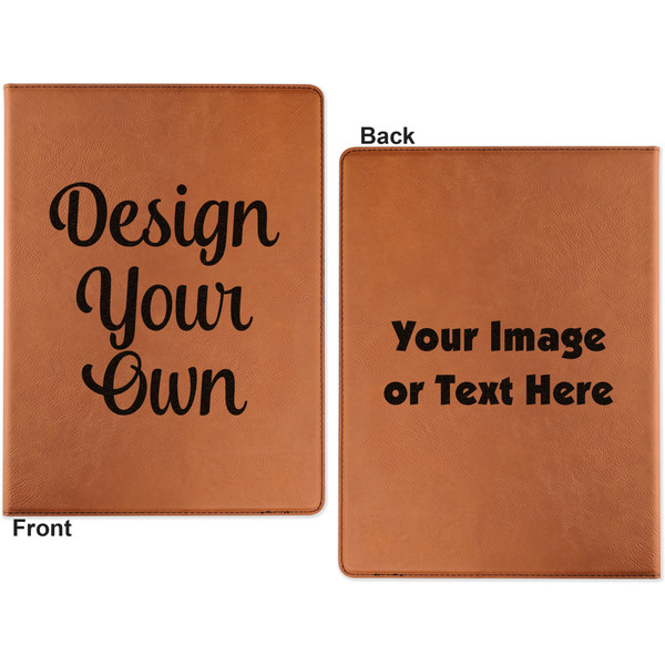 Design Your Own Cognac Leatherette Portfolios with Notepad - Small - Double Sided- Apvl